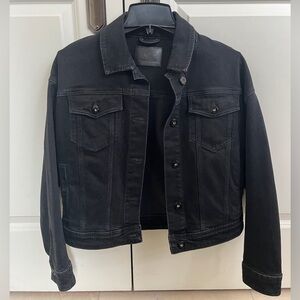 Massimo Dutti Women’s Black Denim Jean Jacket - Small